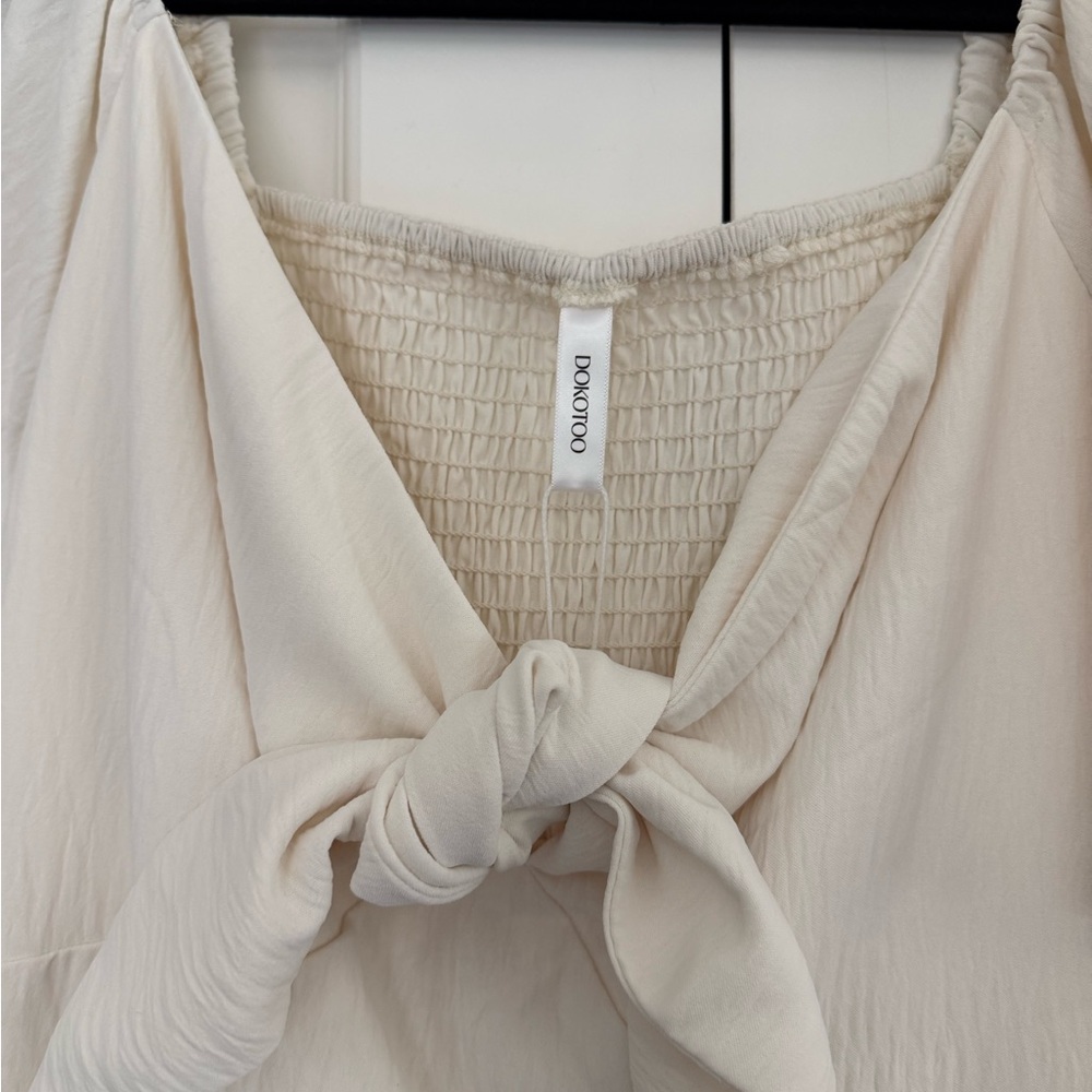 Amazon Women's Ivory Mini Dress with Front Tie - Picture 3 of 6